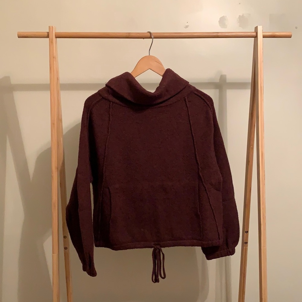 Cinch waist cowl neck sweater